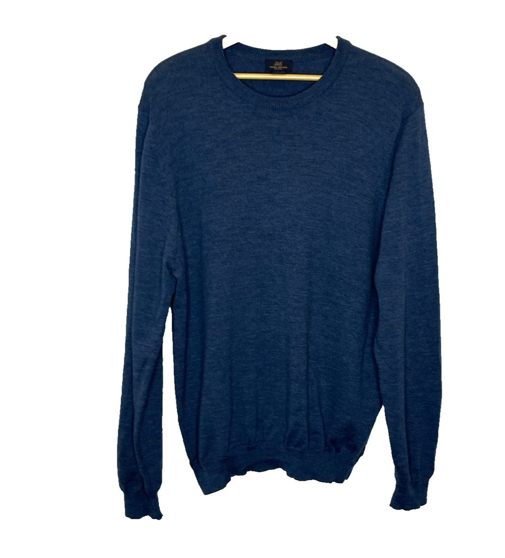 Men's Large Brooks Brothers Merino Wool Blend Blue Crewneck Pullover Sweater